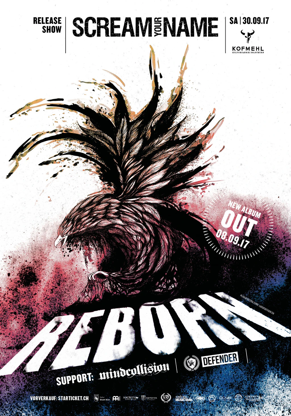 Scream your Name "Reborn": Illustration, Kohle-Zeichnung Album Cover (Inlay und CD Scheibe) Konzert Plakat Design by Lockedesign Bern