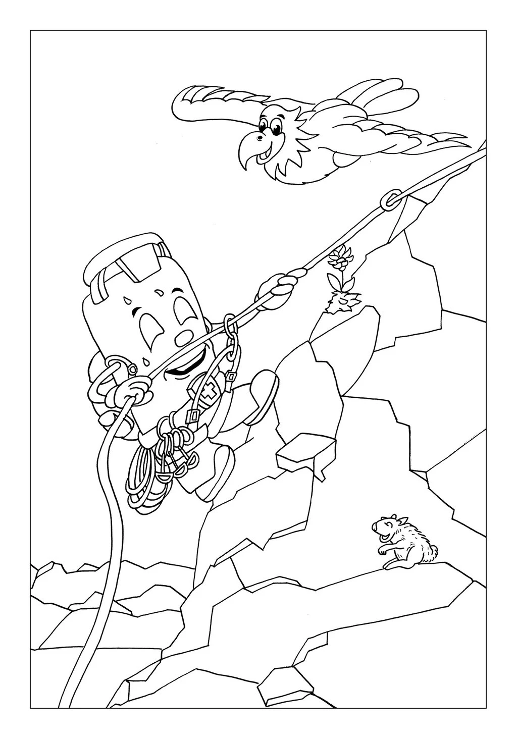 Vitogaz Kinder-Malbuch: Idee Zeichnung und Illustration: beim Klettern in den Bergen
