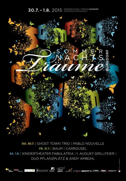 Programm Plakat design: Sommernachtsträume Burgdorf | Gestaltung, Konzept und Grafik by Lockedesign 2015