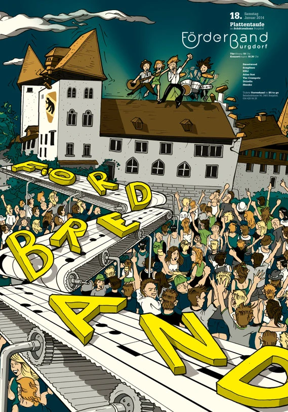 Plakat Gestaltung: Förderband | Brand, Konzept und Illustration (Technik Ink und Photoshop) by Lockedesign 2014