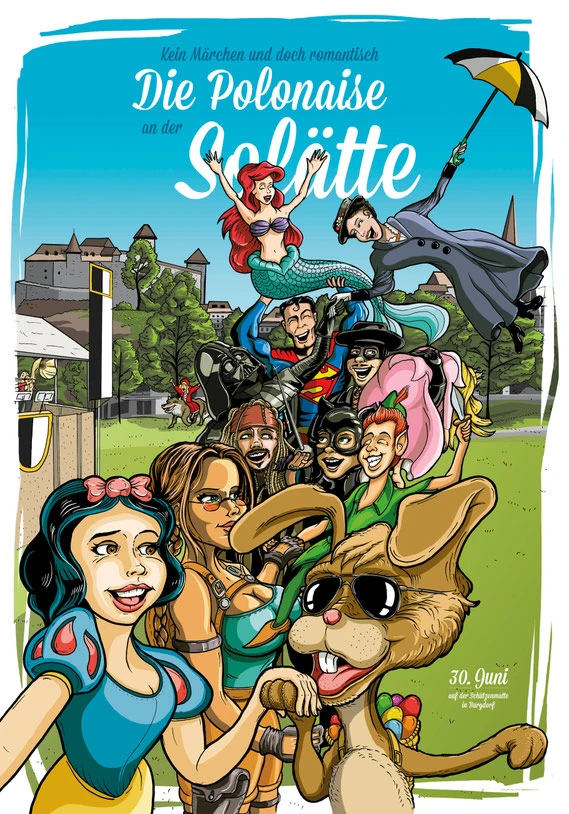 Posterdesign: Die Polonaise an der Solätte Burgdorf | Illustration (Ink und Photoshopt) by Lockedesign 2014