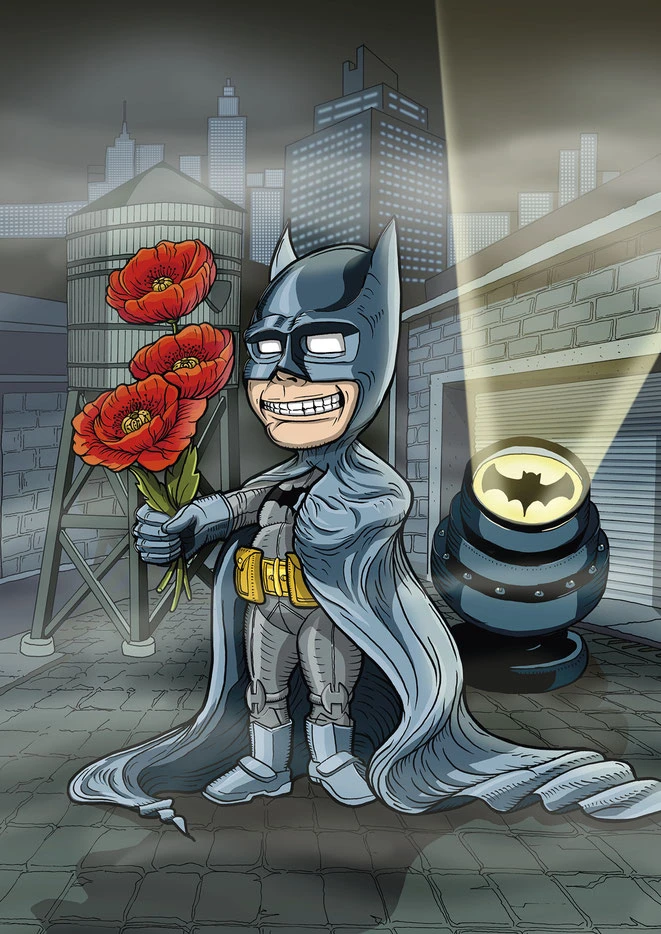 Illustration A3 "Batman mit Moonblume  | Illustration (Ink und Adobe Photohop) by Lockedesign 2016