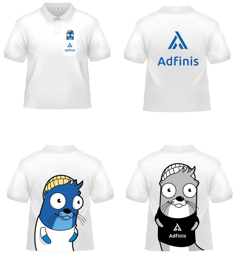 Marken Entwicklung Adfinis AG, Switzerland: Textil Geschäftskleidung mit Otter Maskottchen von Adfinis AG. Vektor, Illustrator Zeichnung by Lockedesign, Bern