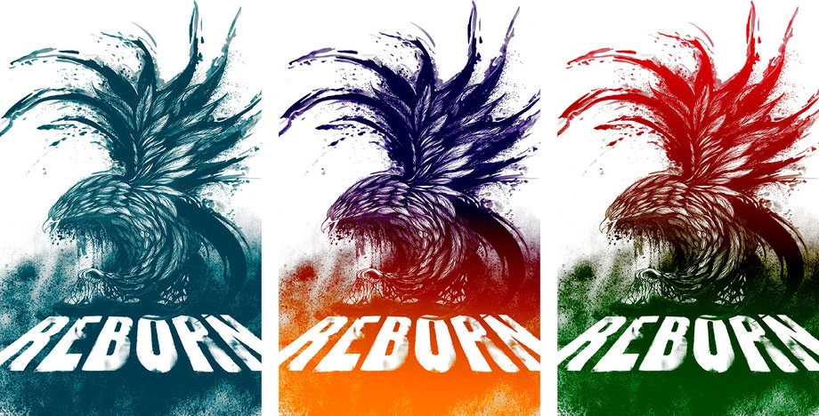 Plakat/Postergestaltung Lockedesign Burgdorf: Farb-Varianten Poster Reborn von Scream your Name Burgdorf