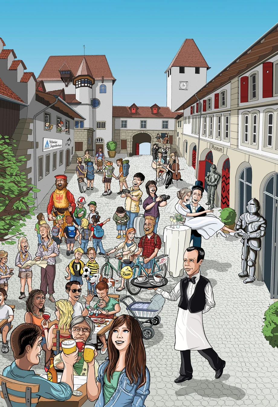 Schloss Burgdorf: Ablauf Illustration Auftrag: Fertigstellung / Anpassungen und Einfärbung (Kolorierung) in Adobe Photoshop  –  by Lockedesign Burgdorf