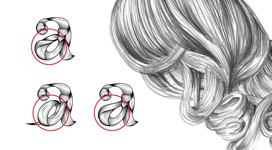 Entwicklung Logo by Lockedesign, Burgdorf: Geschäftsauftritt von hairlich-coiffuresalon. Design Illustration Typografie. Grafische Elemente mit einzigartigen Haar-Zeichnungen 