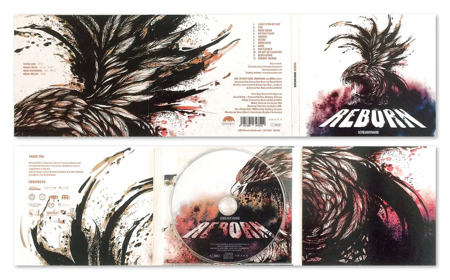 Scream your Name "Reborn": Grafik, Layout und Gestaltung Album Cover (Inlay und CD Scheibe) by Lockedesign Burgdorf: Album-Cover 