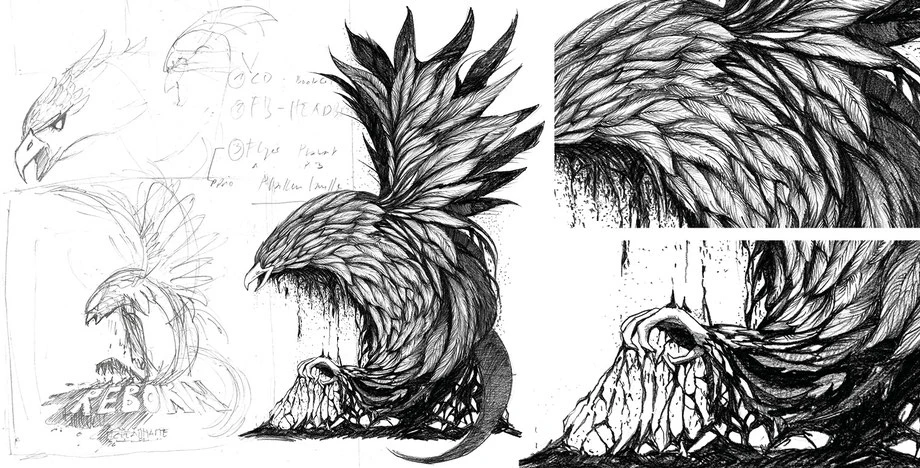 Ablauf Illustration by Lockedesign Burgdorf: Skizze/Entwurf Zeichnung mit Bleistift, Kohle und Tusche